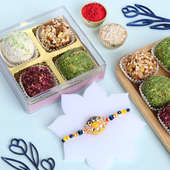 Beaded Kundan Rakhi N Assorted Fusion Sweets