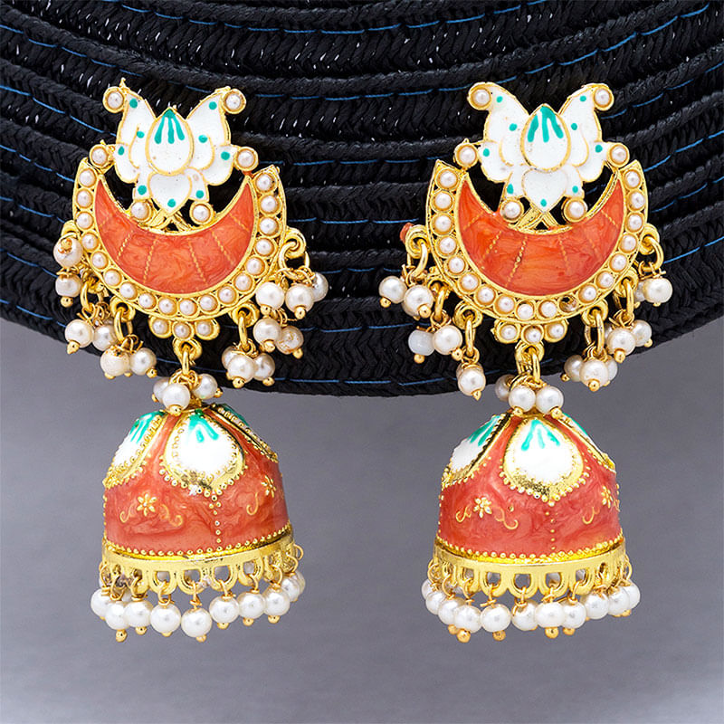 Beaded Orange Jhumkas