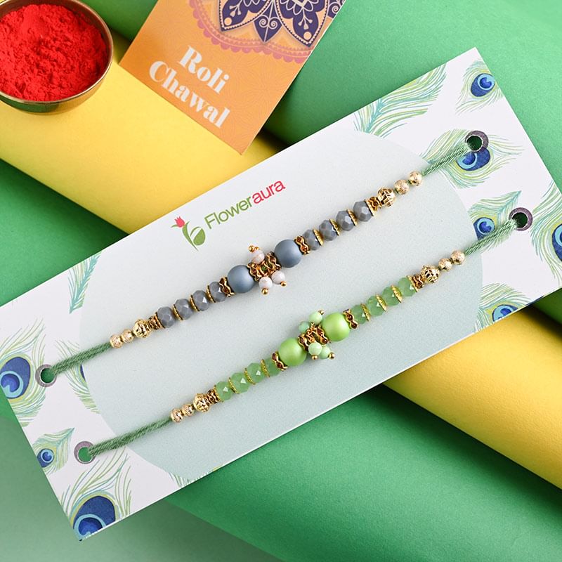 Order Beaded Pearl Rakhi Duo Online - Pearl Rakhi