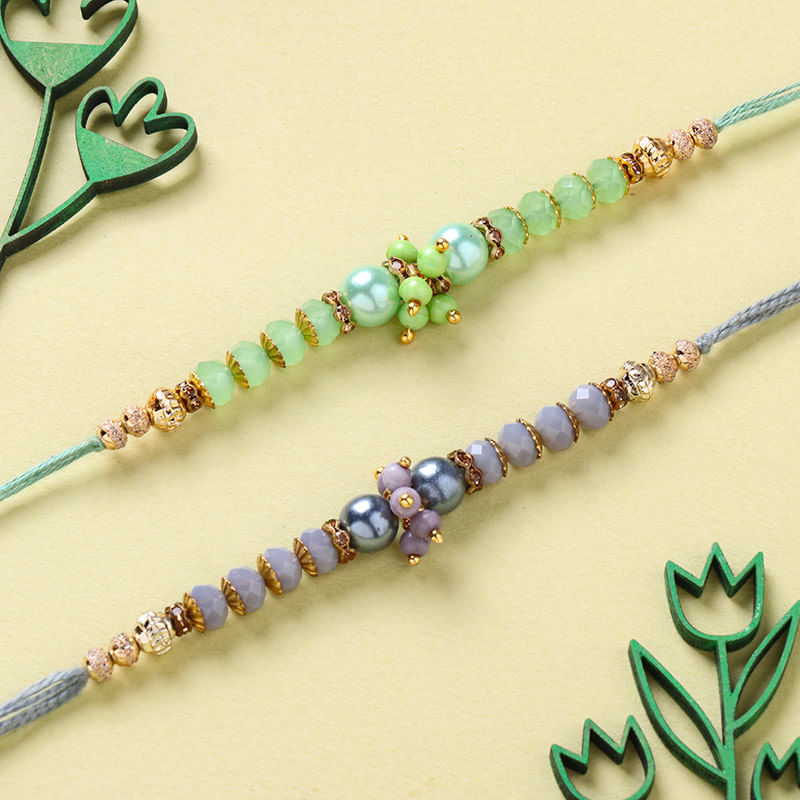 Beaded Pearl Rakhi Duo