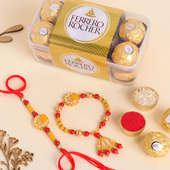 Beaded Rakhi Couple Set With Chocolates