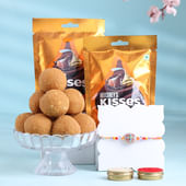 Beaded Rakhi With Ladoos N Chocolates
