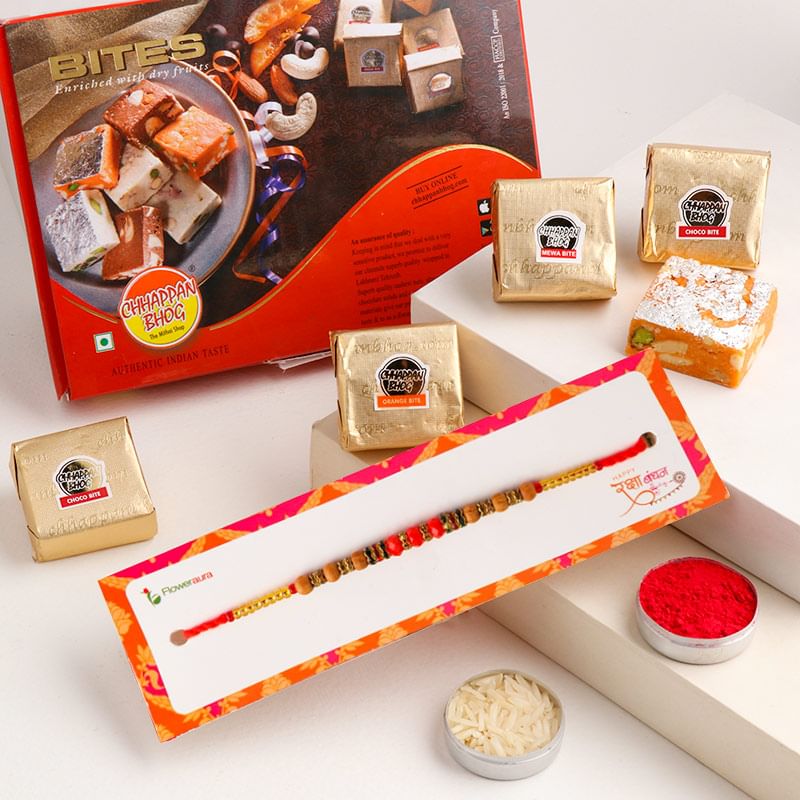 Single Traditional Rakhi With Mewa Bites