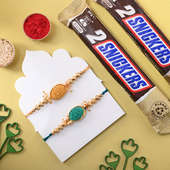 Set of 2 Beaded Rakhi With Snickers Chocolate Bars