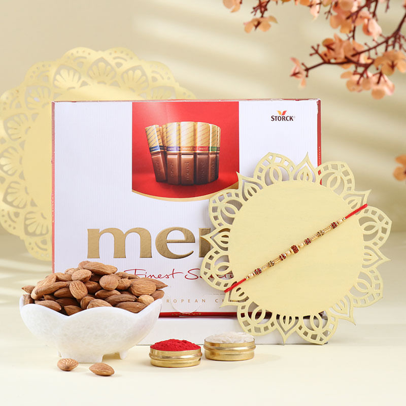 Beaded Rudraksha Rakhi With Merci N Nuts