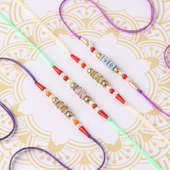 Set of 4 Beads N Colourful Pearls Rakhi