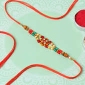 One Designer Beads Rakhi Card