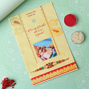 One Designer Rakhi With Greeting Card