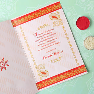 Beads Rakhi Greeting Card with Roli Chawal