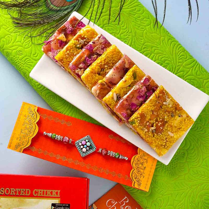 Beads Rakhi Sweetness Hamper