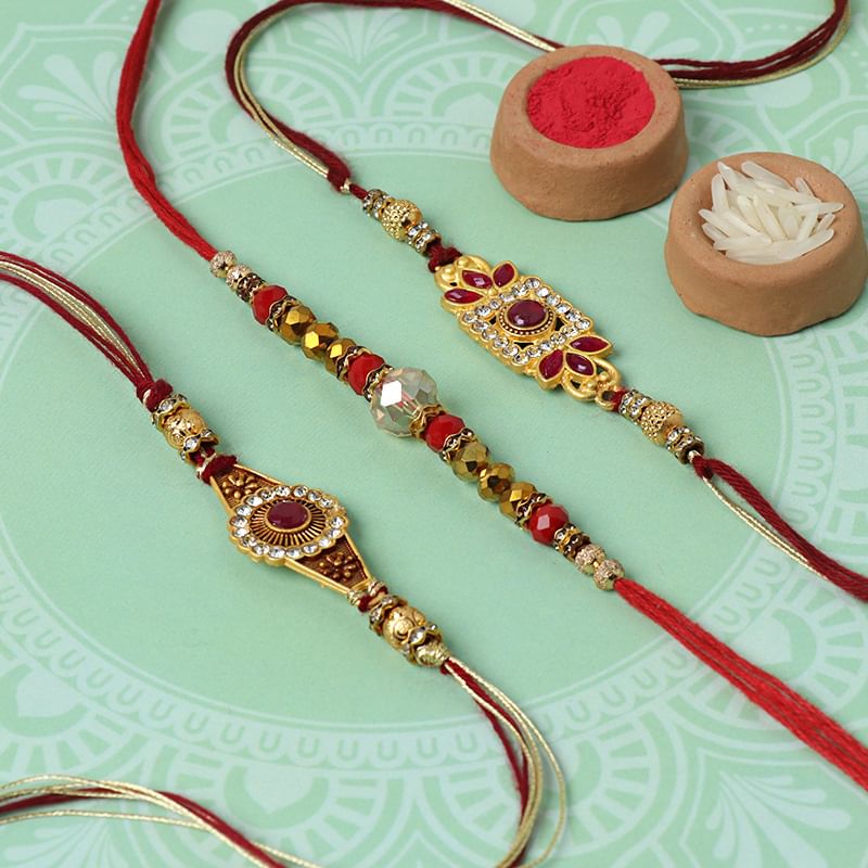 Antique Stone Rakhi Set of 3