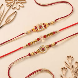 Antique Stone Rakhi Set Of Three