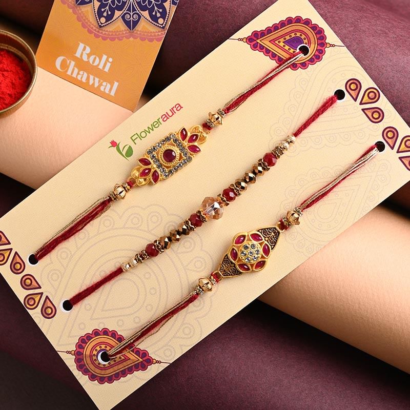 Order Beads Rakhi Trio Online - Fancy Rakhi
