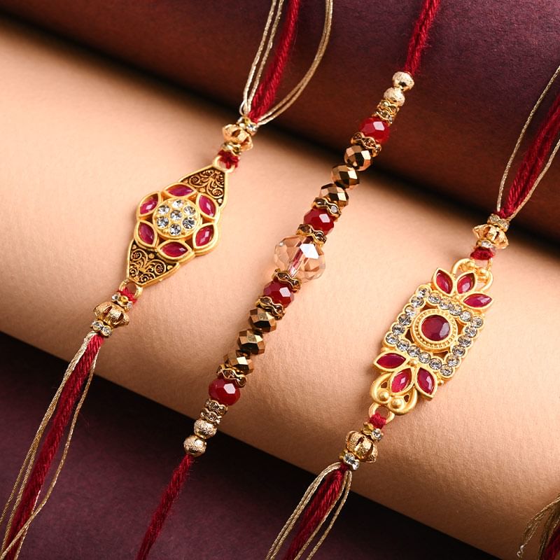 Designer Beads Rakhi Trio Online - Fancy Rakhi