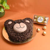 Bear Face Theme Cake With Ferrero Rocher Chocolates