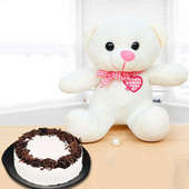 Beary Chocolatey Combo - 6 Inch Teddy with 1 Kg Black Forest Cake