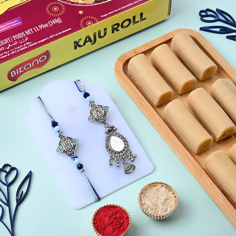 Beautiful Bhai Bhabhi Rakhis With Kaju Roll
