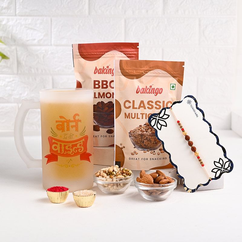 Beer Mug N Snacks Rakhi Combo