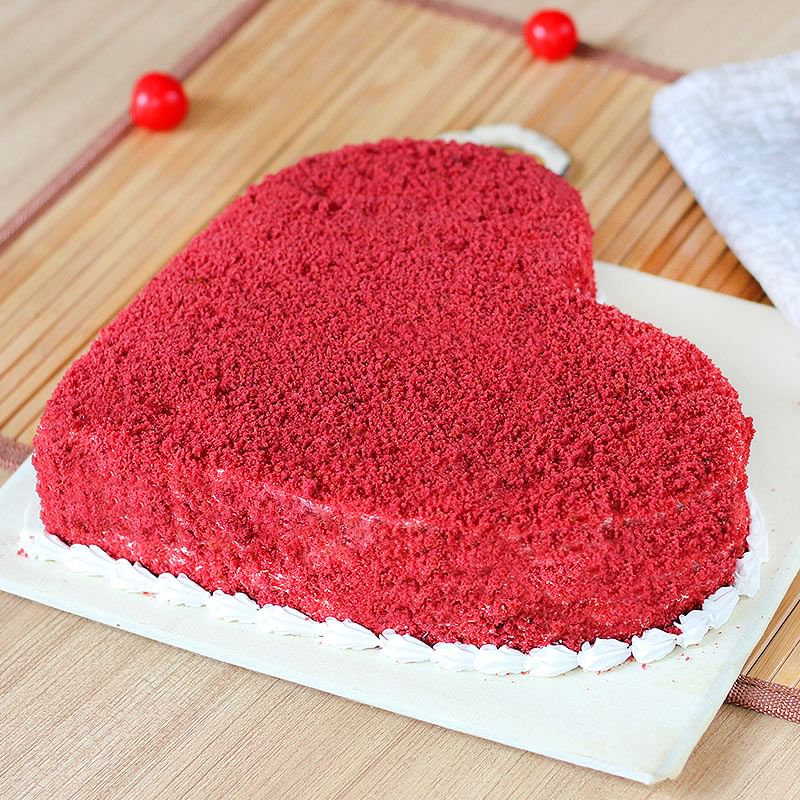 Benevolent Heart Shape Red Velvet Cake - Zoom View