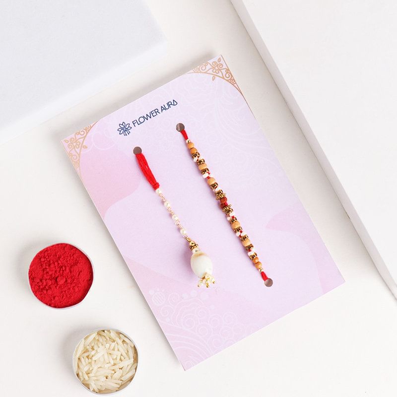 Order Besan Laddoo With Beaded Bhaiya Bhabhi Rakhi N Trail Mix-USA
