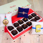 Three Rakhis with Twelve Handmade Chocolates