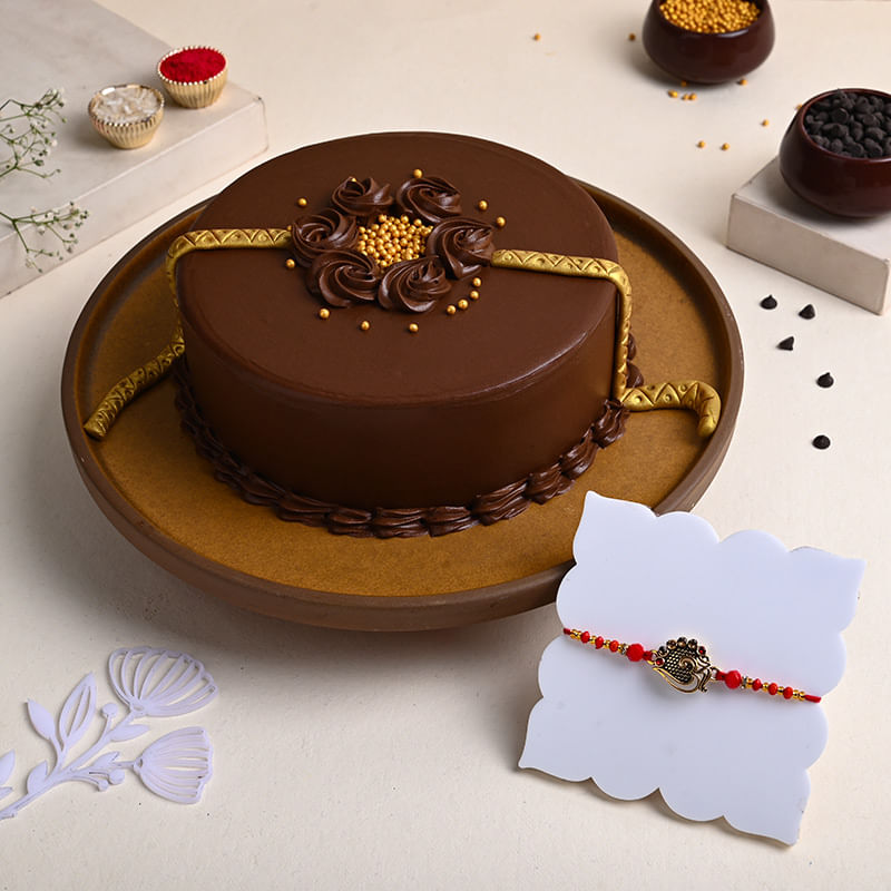 One Colourful Rakhis With Special Truffle Cake