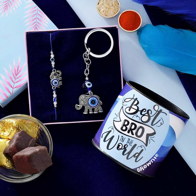 Best Bro Rakhi N Key Chain Combo With Chocolates: A Rakhi Gift Hamper