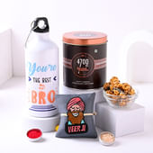 Best Bro Sipper With Veer Ji Rakhi N Gourmet Choco Popcorn