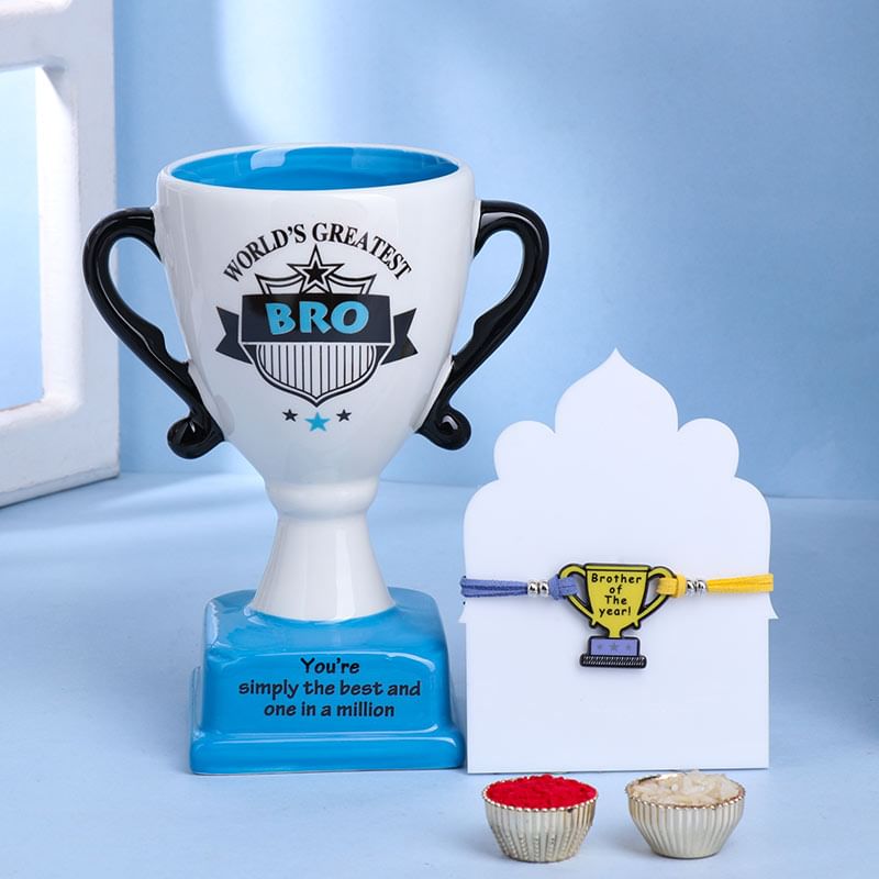 Best Brother Trophy And Rakhi Combo