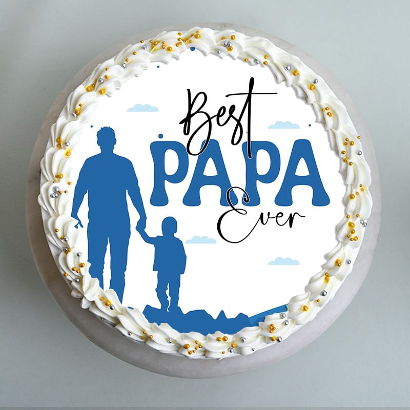 Best Papa Ever Photo Cake - Top View