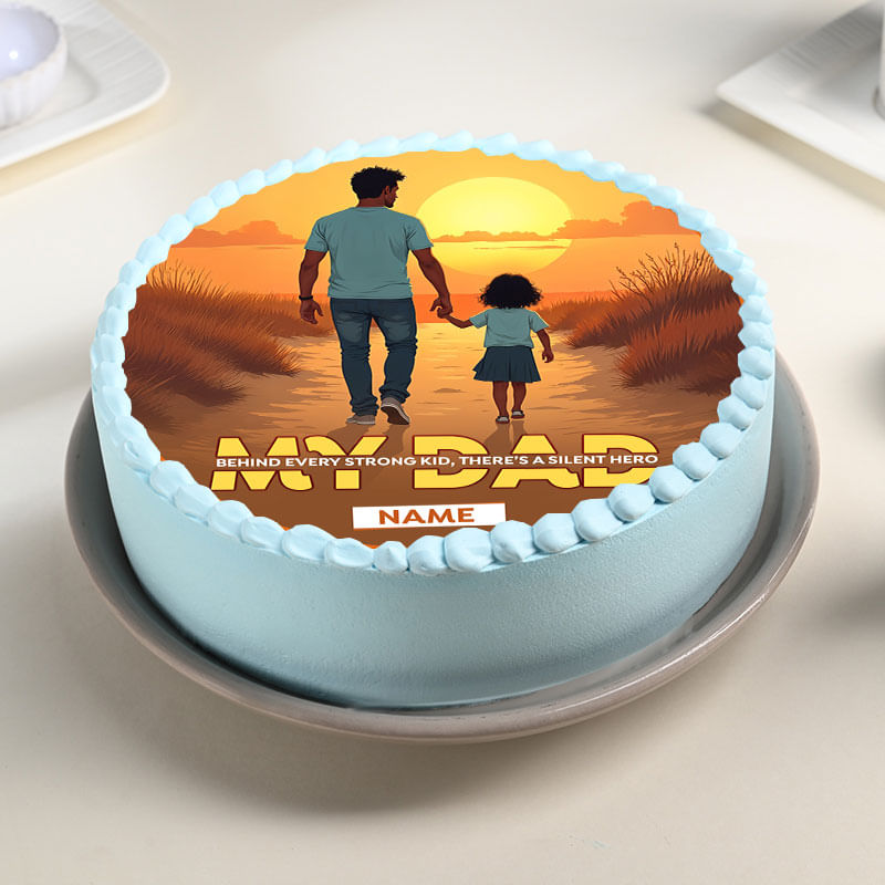 Best Papa Ever Photo Cake - Side View