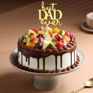 Best Dad Fruit Medley Chocolate Cake