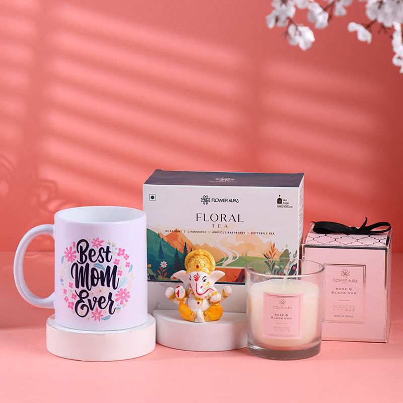 Best Mom Ever White Mug With Tea N Candle