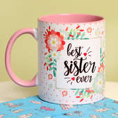 Best Sister Ever Floral Mug - Rakhi Gifts for Sister Online