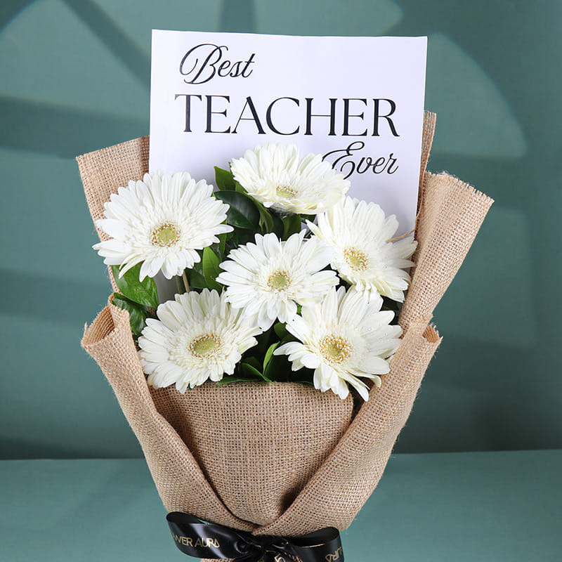 Best Teacher Ever Gerbera Floral Wrap