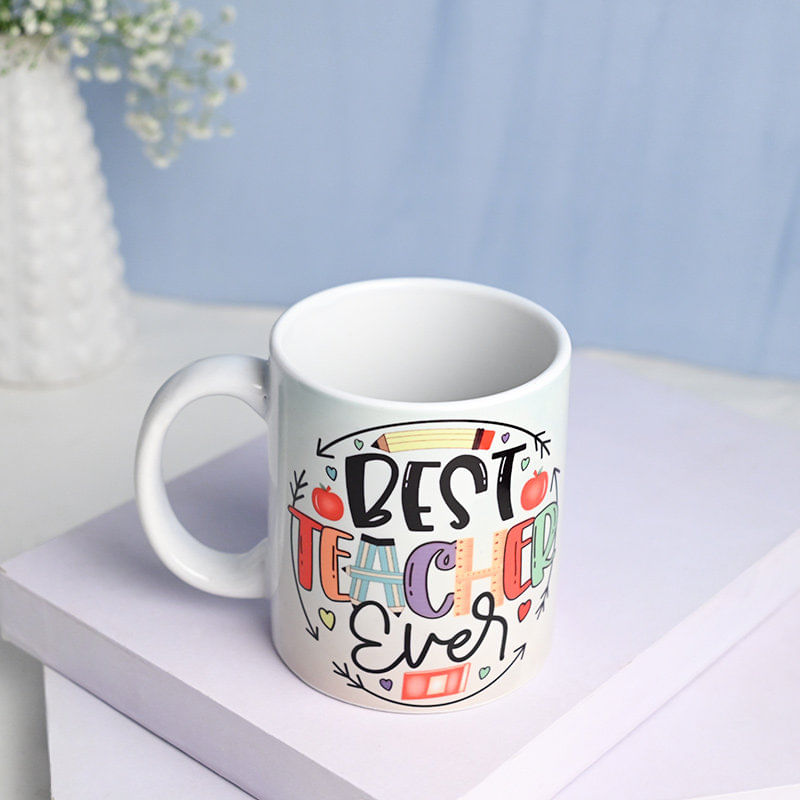 Top View of Best Teacher Ever Mug:
