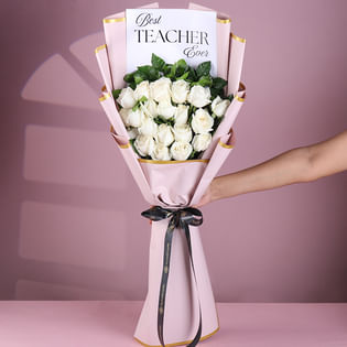 Best Teacher Ever White Rose Surprise