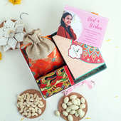 Festive Gift Combo with Kaju Katli & Cashews in Orange Potli