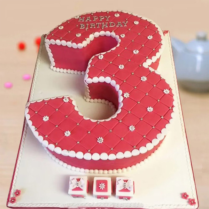 Bewitching Red Number Fondant Cake