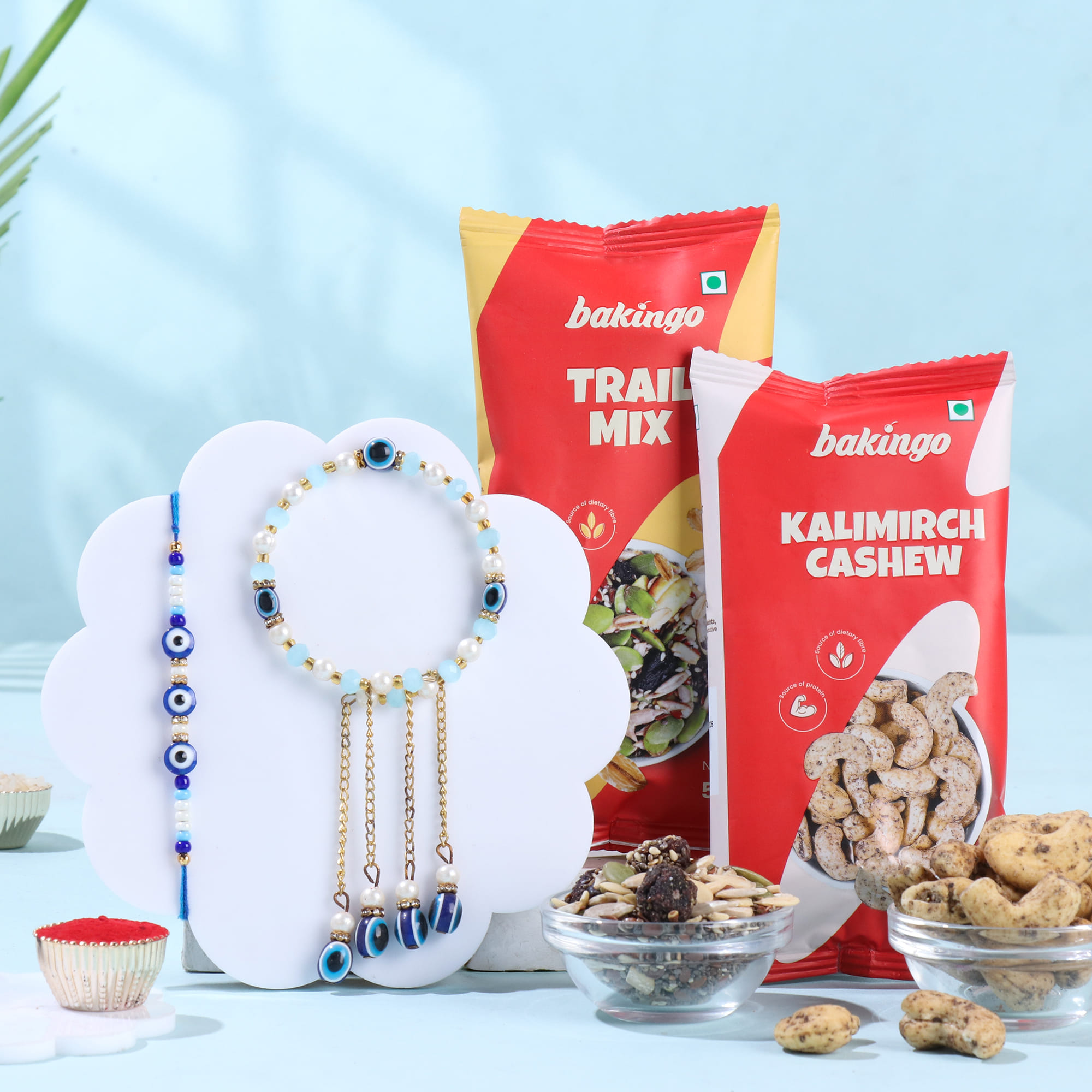 Bhai Bhabhi Evil Eye Rakhi With Festive Snacks
