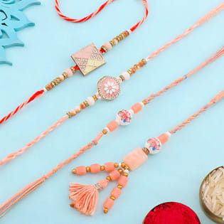 Bhai Bhabhi Peach Rakhi N Studded Rakhi Duo Combo