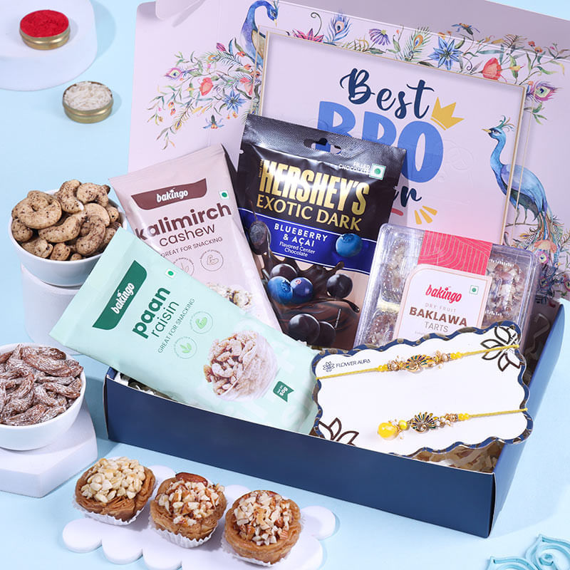 Bhai Bhabhi Peacock Rakhi And Gourmet Treats