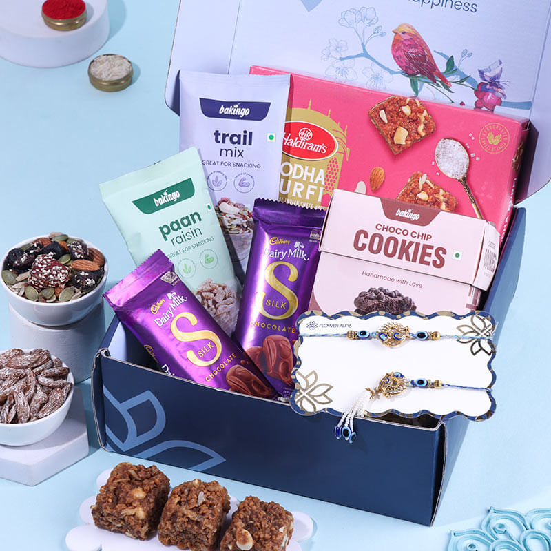 Bhai Bhabhi Peacock Rakhi And Treats Hamper
