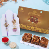 Bhai Bhabhi Peacock Rakhi With Dodha Burfi