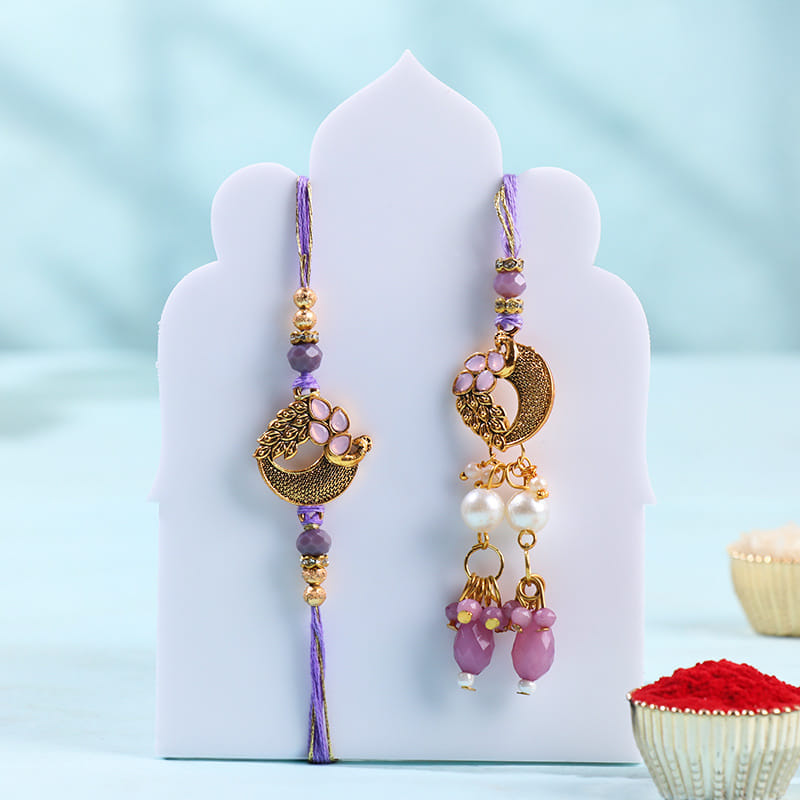 Bhai Bhabhi Peacock Rakhi With Dodha Burfi