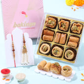Bhai Bhabhi Pearl Rakhis With Fusion Sweets