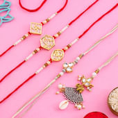 Bhai Bhabhi Rakhi N Three Divine Rakhis Combo