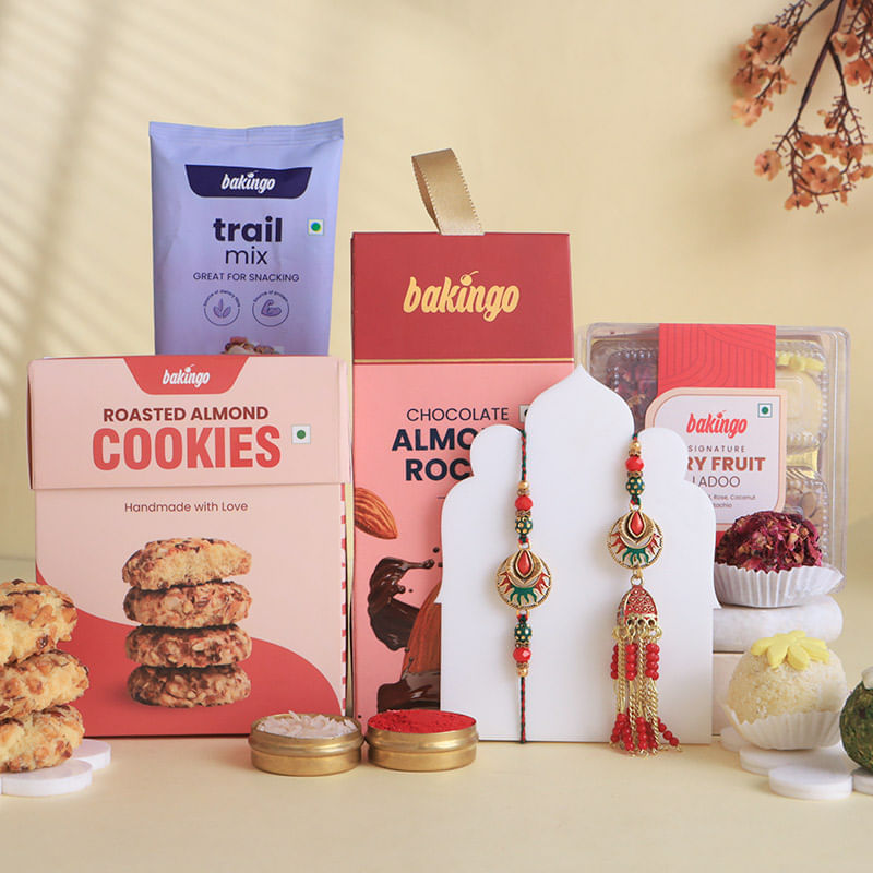 Bhai Bhabhi Rakhi Set N Gourmet Treats Hamper