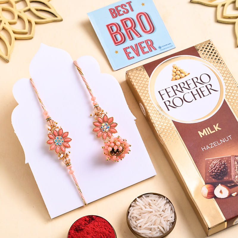 Bhai Bhabhi Rakhis With Ferrero Rocher Chocolates