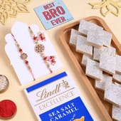 Bhai Bhabhi Rakhis With Lindt Chocolate N Sweets 